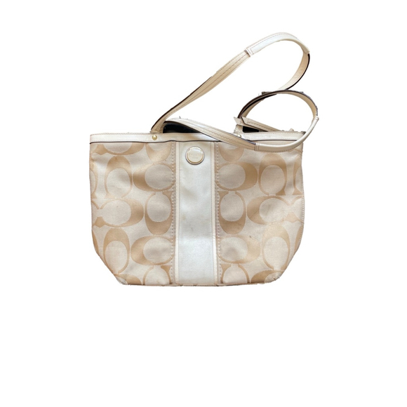 Women's Coach Beige Signature Print Tote Bag - Picture 1 of 4